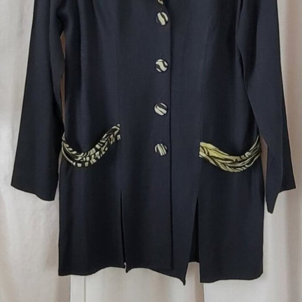 Anthony Mark Hankins Vtg Sz 8 Blazer black zebra stripe academia Y2K preppy ofc - Picture 6 of 11